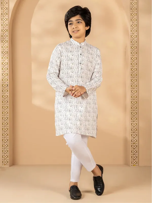 Boys Comfortable Daily & Festive Wear Printed Cotton Panjabi