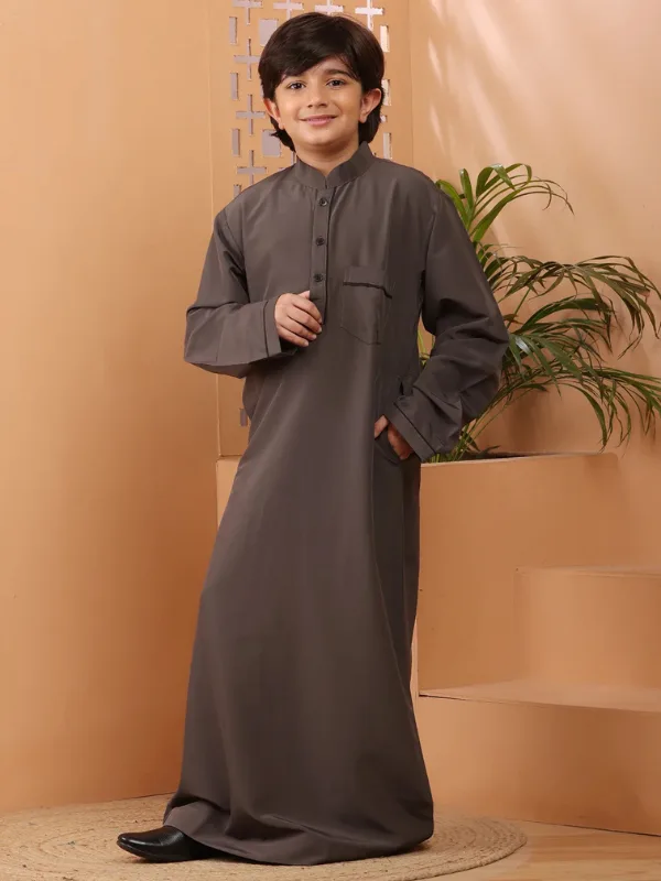 Boys Modern Dual-Tone Grey and Black Jubba